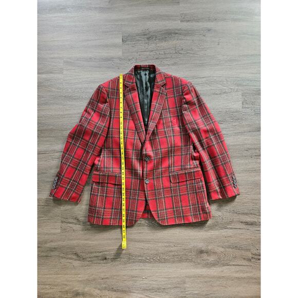 Vitale Barberis Canonico Men's Red Plaid Blazer Sports Coat Custom Size 43 - Picture 11 of 11